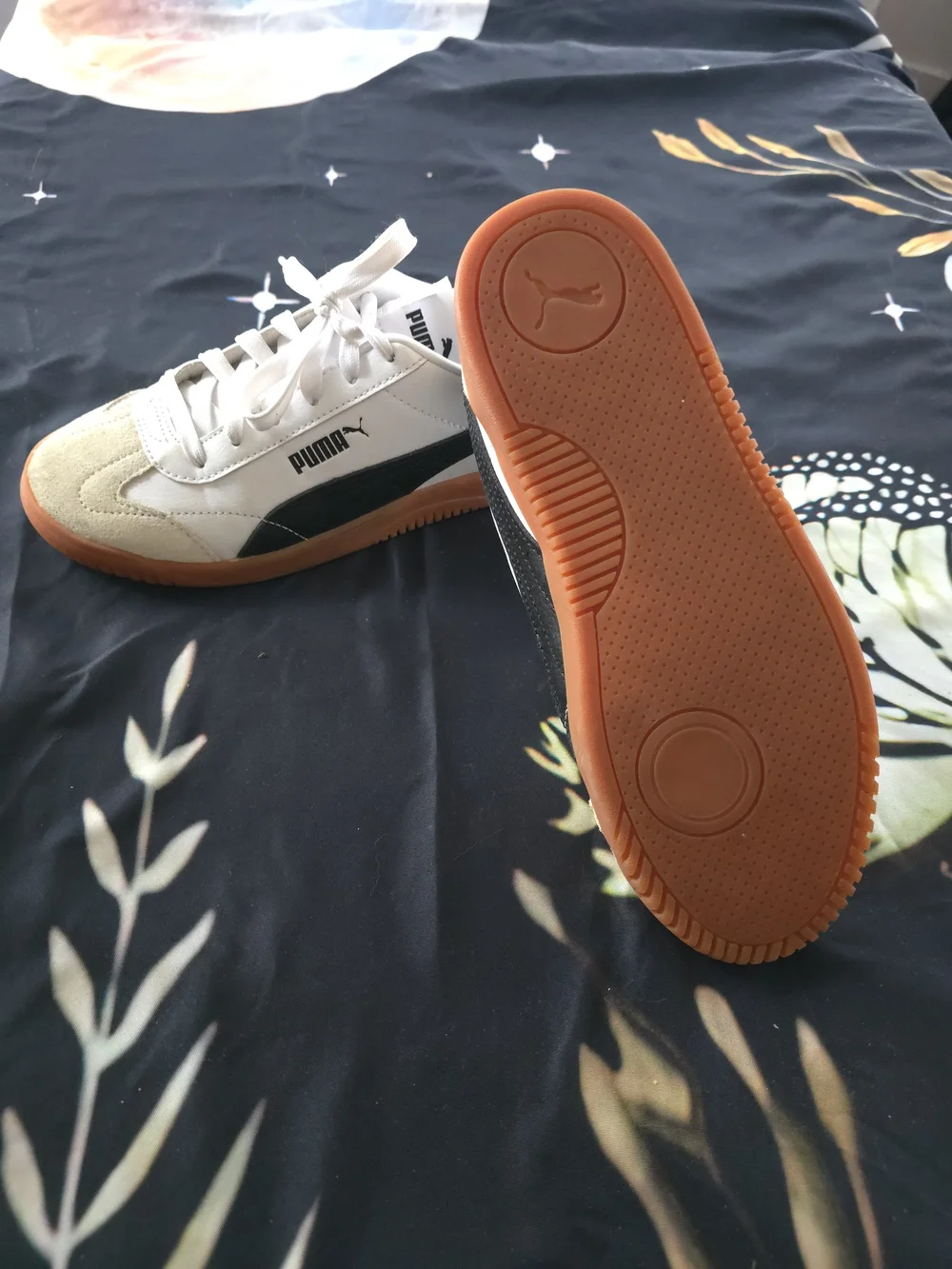 Puma Club White and Black Classic Sneaker with Gum Sole